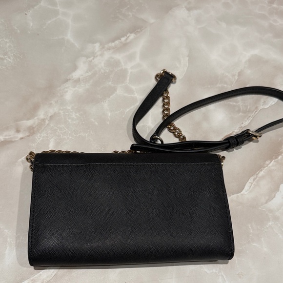 Michael Kors Black Leather Crossbody with Gold Chain Strap - Picture 4 of 6